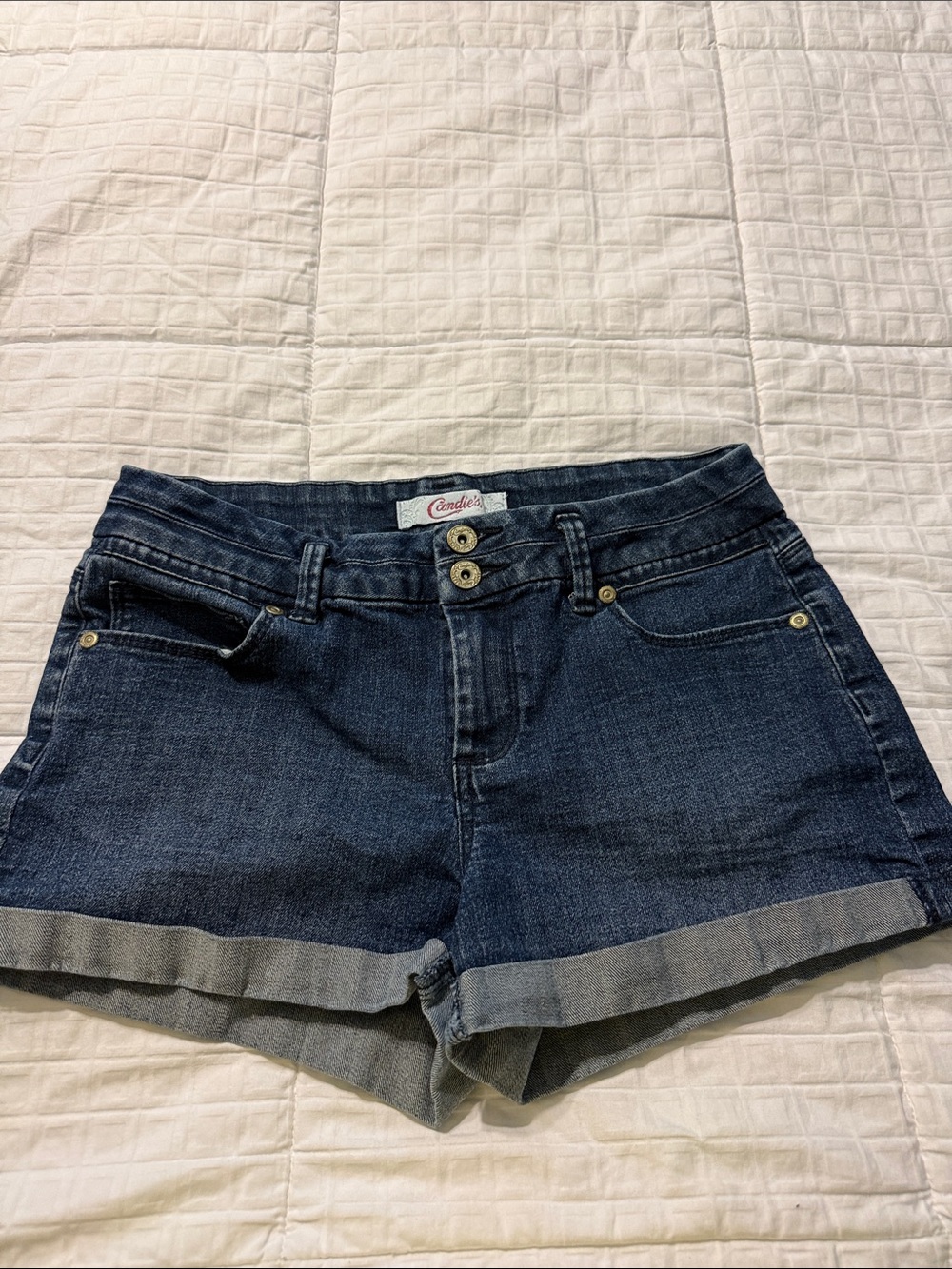 Candie's Dark Blue Cuffed Denim Shorts